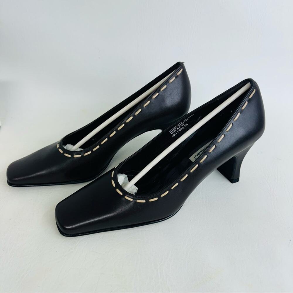 Eddie Bauer Pumps Heels‎ Dark Brown Leather Squared Toe Slip On Shoes Size 7M - Picture 3 of 12